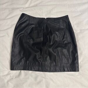 Free People Vegan Leather Black Mini Skirt